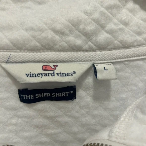 Vineyard Vines Cream Quilted Shep Shirt Women’s Size L - Picture 2 of 5